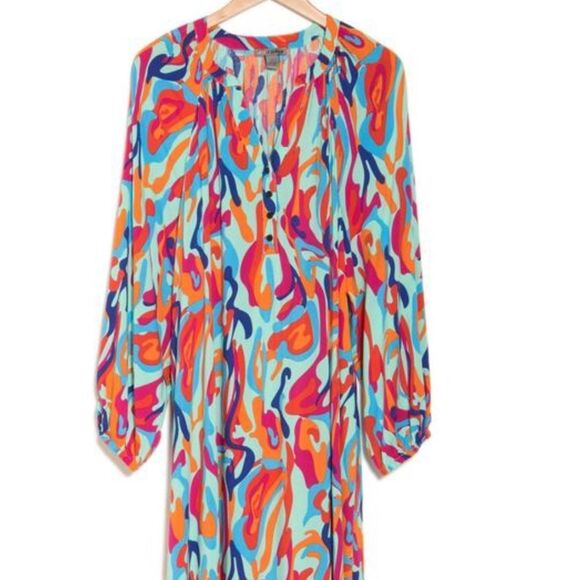 New By Design Lauren Printed Sleeve Maxi Nordstrom Multicolor Abstract Dress - Picture 3 of 10